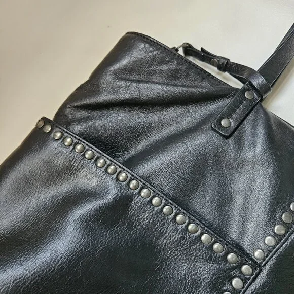 Lucky Brand Leather Studded Shoulder Tote Bag - Picture 4 of 9